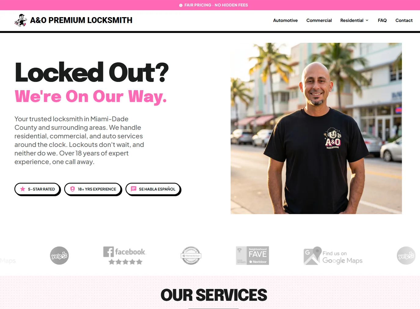 A&O Premium Locksmith homepage preview
