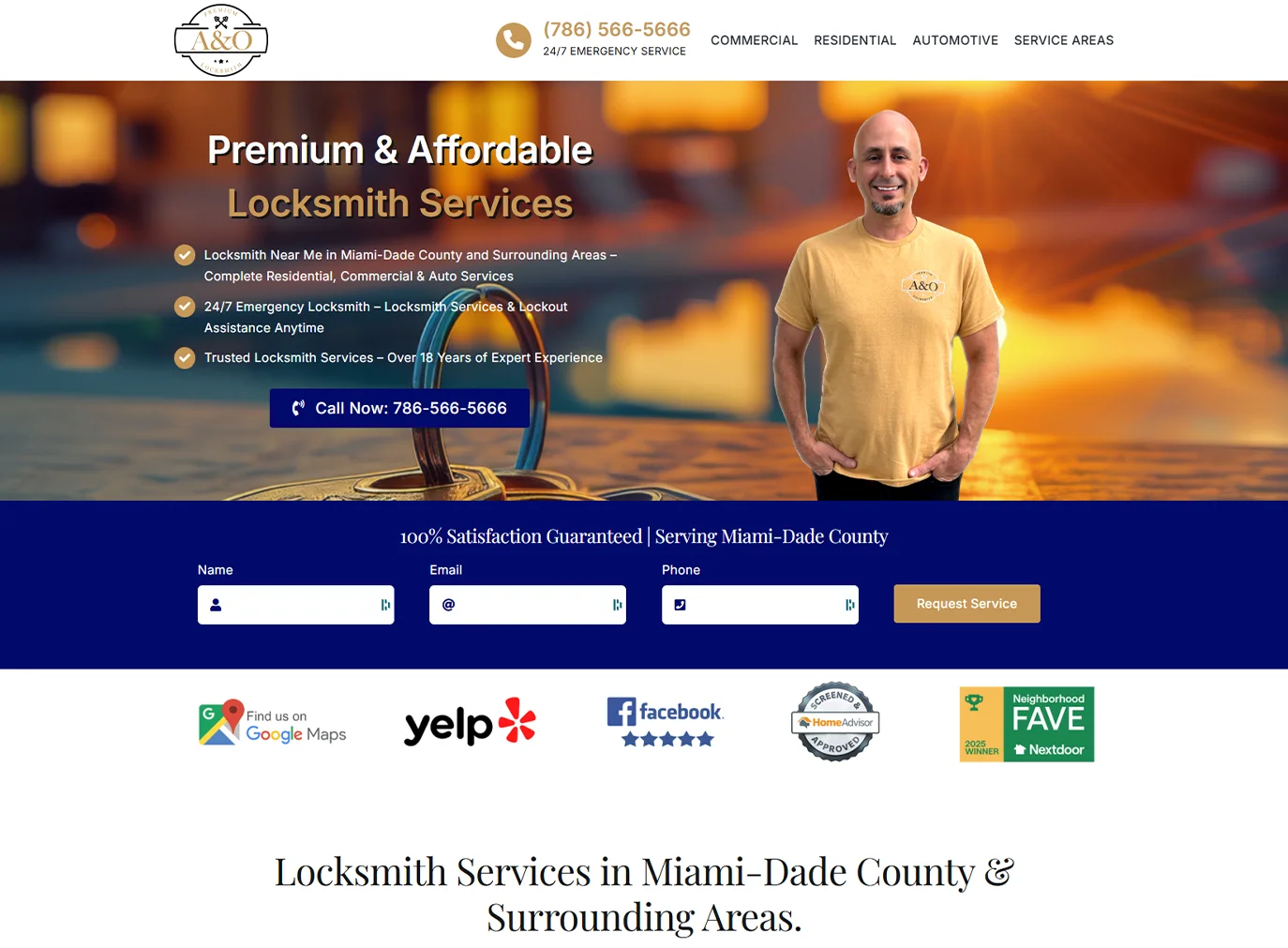 A&O Premium Locksmith — old website, before the redesign